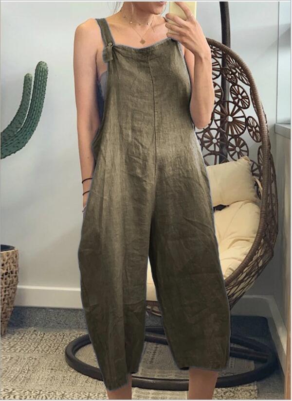 Rustic Charm Overalls | Multicolor | Casual Boho | Linen Blend - ZyraLux Kleding en accessoires