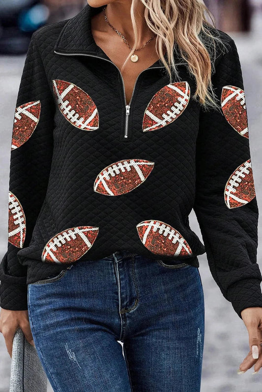 Fonkelende Sequin Football Sweatshirt met Lange Mouwen