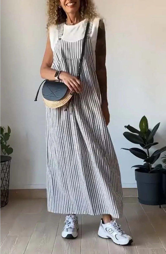 Kleio | Relaxed Striped Dress - ZyraLux Kläder för kvinnor