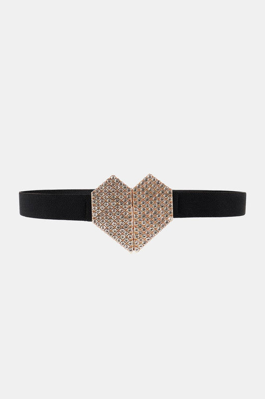 Glamoureuze elastische riem met strass-hart voor een chique stijl