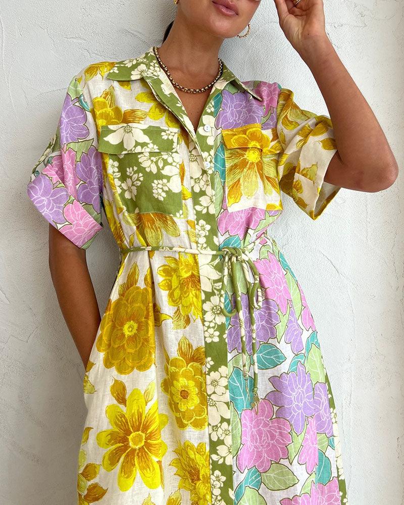 Blooming Radiance Dress | Yellow | Summer Soiree | Cotton Blend - ZyraLux Kleding en accessoires