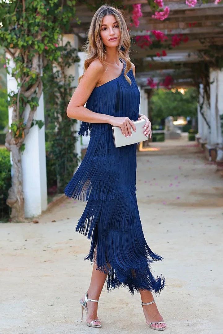 Hannah | Elegant Fringe Dress - ZyraLux Dresses