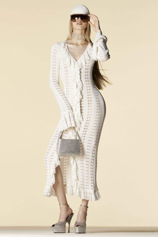 Ethereal Elegance Crochet Dress | White | Resort Glamour | Knit Crochet - ZyraLux Kleding en accessoires