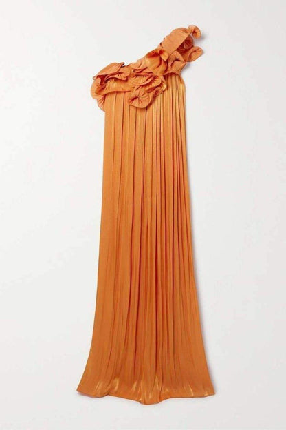 Sunset Elegance Maxi-jurk | Oranje | Avondkleding | Satijn