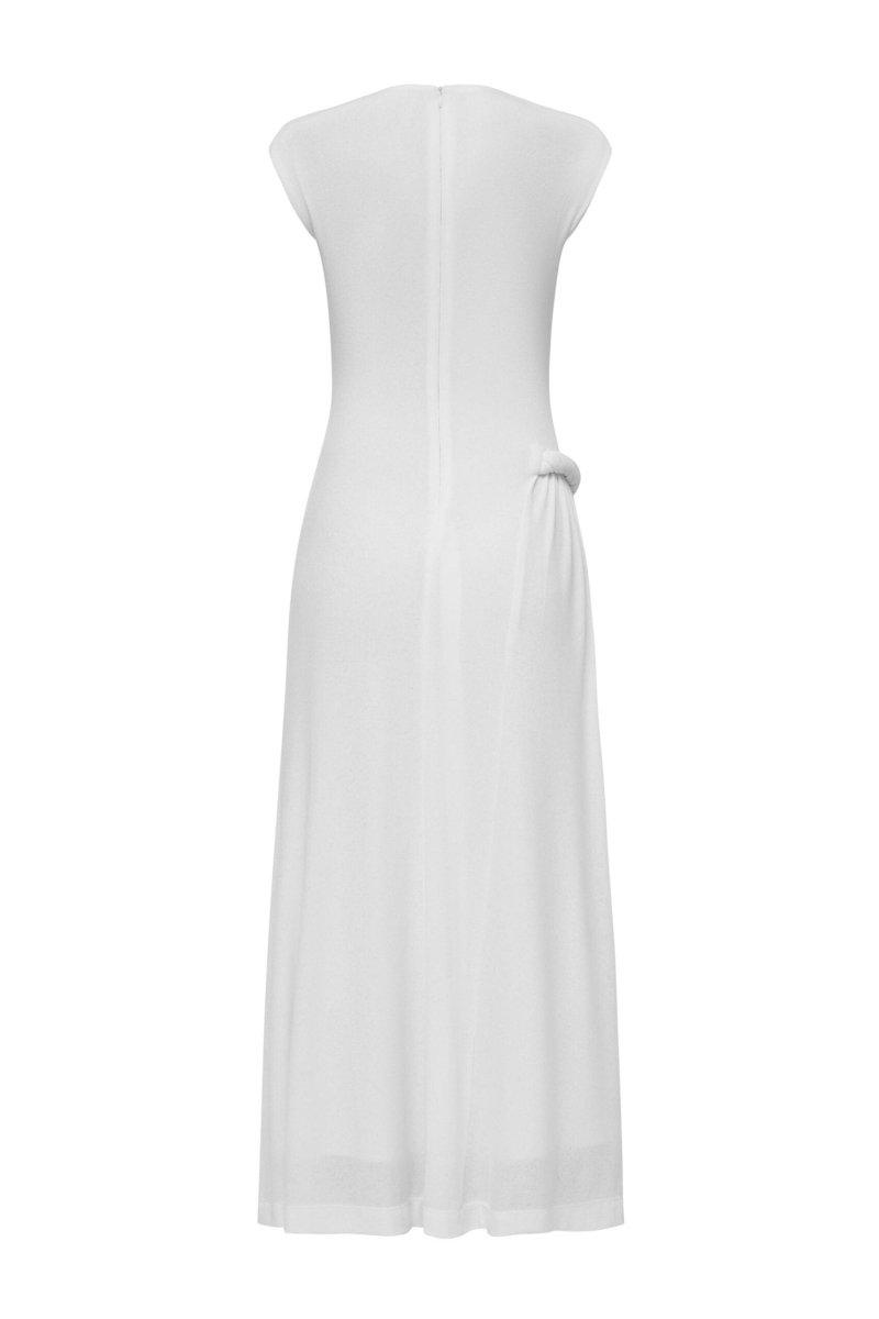 Sleeveless Pleated Maxi Dress | White | Formal Event | Polyester - ZyraLux Kleding en accessoires