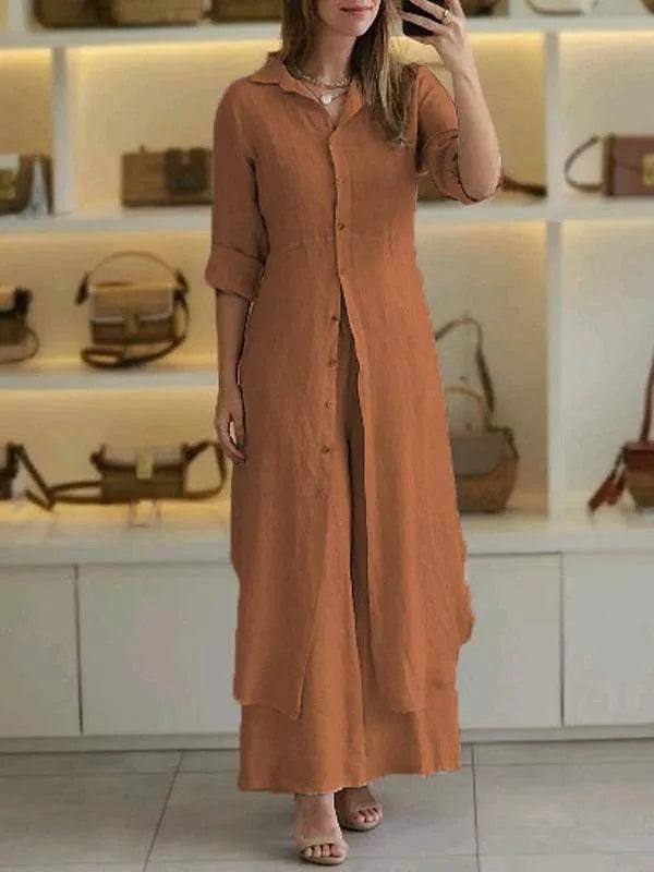 Linen Grace Dress | Classic & Comfortable | Linen - ZyraLux Kleding en accessoires