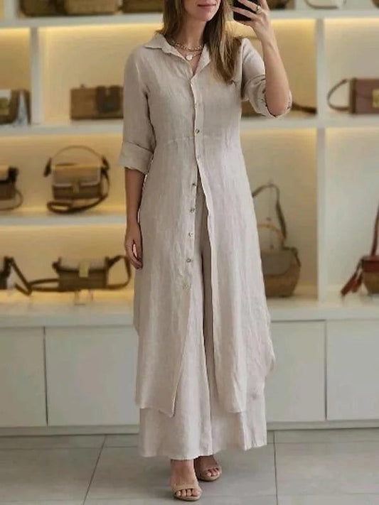 Linen Grace Dress | Classic & Comfortable | Linen - ZyraLux Kleding en accessoires