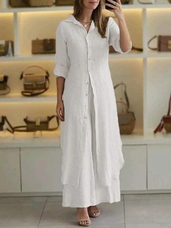 Linen Grace Dress | Classic & Comfortable | Linen - ZyraLux Kleding en accessoires