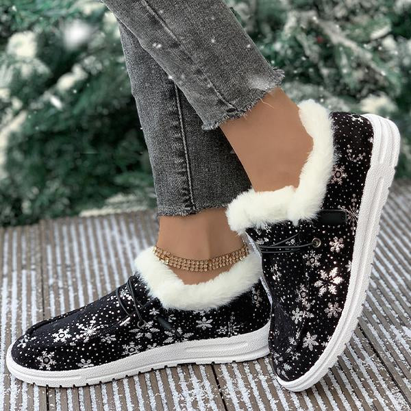 Dames Kerst Sneeuwvlok Pluche Platte Katoenen Schoenen 28822227S