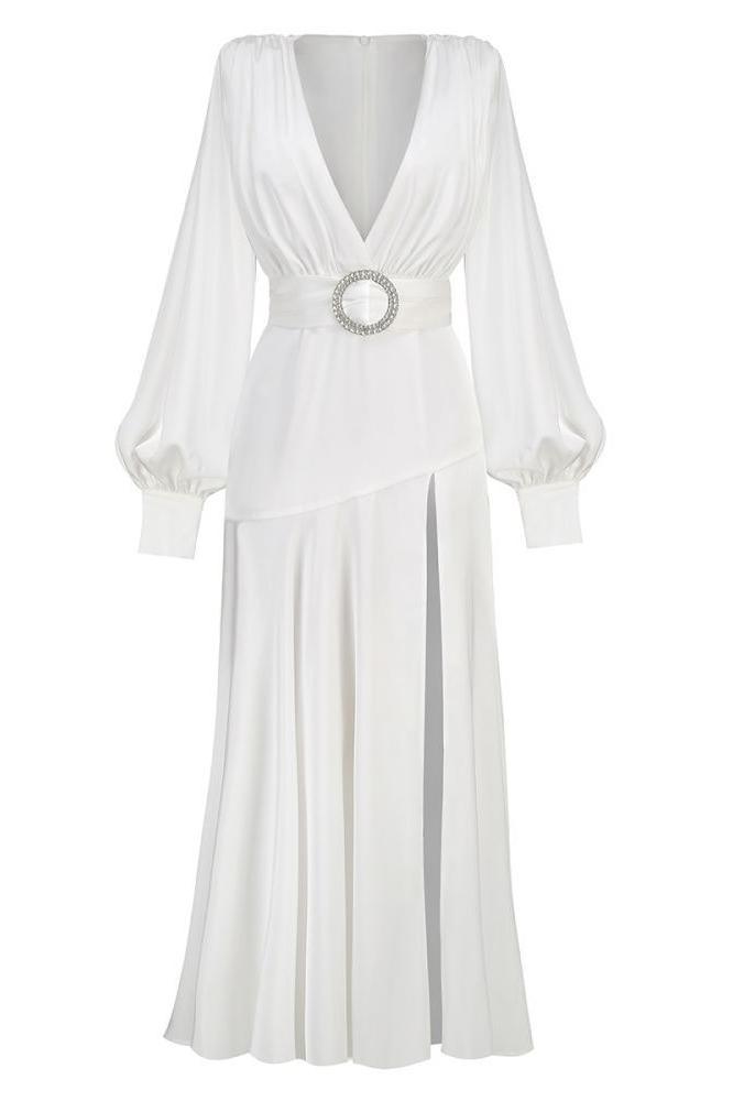 Ethereal Elegance Gown | White | Formal Wear | Satin - ZyraLux Kleding en accessoires