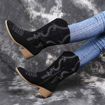 Dames Chunky Mid Heel Cowboylaarzen 93001281C 