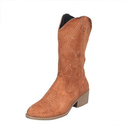 Dames Chunky Mid Heel Cowboylaarzen 93001281C 