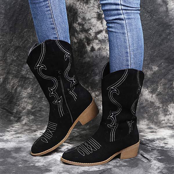 Dames Chunky Mid Heel Cowboylaarzen 93001281C 