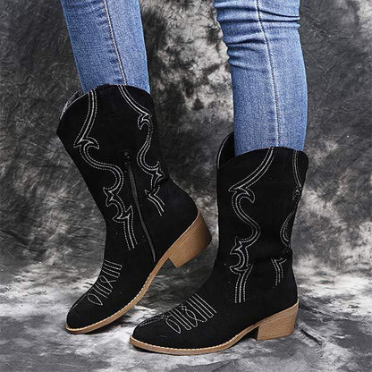 Dames Chunky Mid Heel Cowboylaarzen 93001281C 