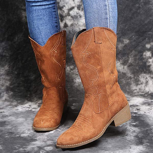 Dames Chunky Mid Heel Cowboylaarzen 93001281C 