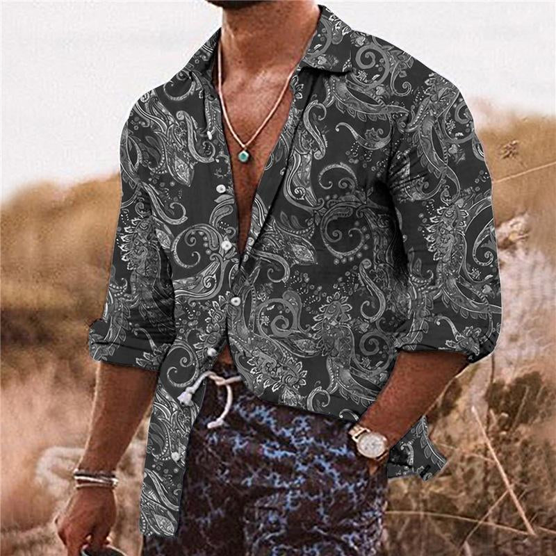 Hugh | Casual shirt met paisley print en lange mouwen