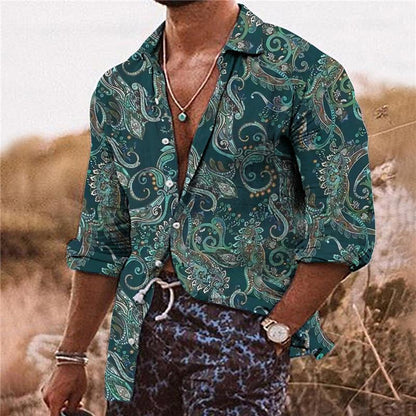 Hugh | Casual shirt met paisley print en lange mouwen