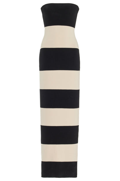 Sleek Striped Tube Dress | Black White | Casual | Cotton Blend - ZyraLux Kleding en accessoires