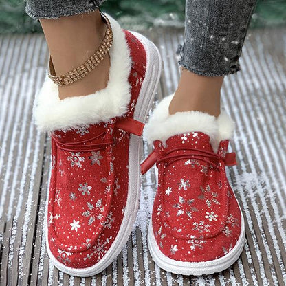 Dames Kerst Sneeuwvlok Pluche Platte Katoenen Schoenen 28822227S