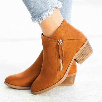 Dames Chunky Heel Side Zip Enkellaarsjes 02413941