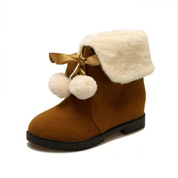 Dames Casual Bow Fur Ball Korte Sneeuwlaarzen 90418165S