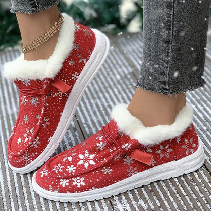 Dames Kerst Sneeuwvlok Pluche Platte Katoenen Schoenen 28822227S