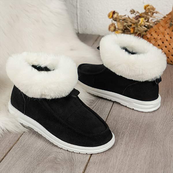 Dames Fleece-gevoerde Platte Hak Slip-on Sneeuwlaarzen 11735904C