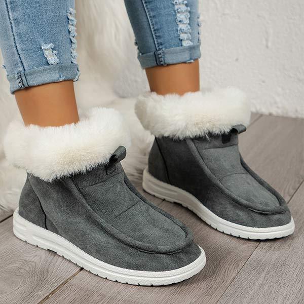 Dames Fleece-gevoerde Platte Hak Slip-on Sneeuwlaarzen 11735904C