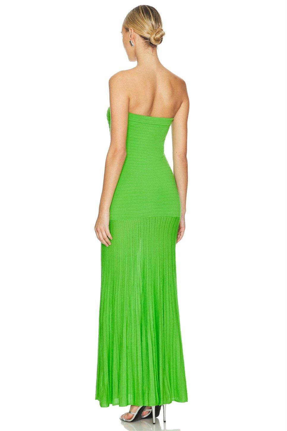 Madeline Strapless Pleated Maxi Dress | Green | Formal | Polyester - ZyraLux Kleding en accessoires