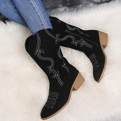 Dames Chunky Mid Heel Cowboylaarzen 93001281C 