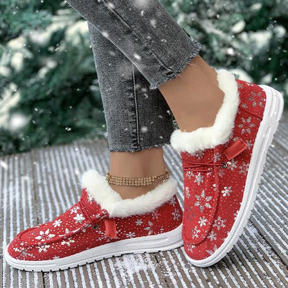 Dames Kerst Sneeuwvlok Pluche Platte Katoenen Schoenen 28822227S