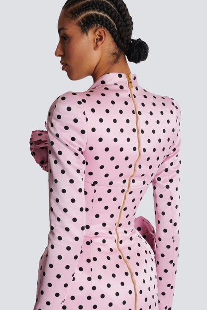 Polka Dots Sweetheart Mini Dress | Pink | Party | Satin - ZyraLux Kleding en accessoires