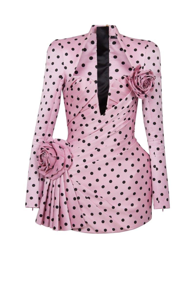 Polka Dots Sweetheart Mini Dress | Pink | Party | Satin - ZyraLux Kleding en accessoires