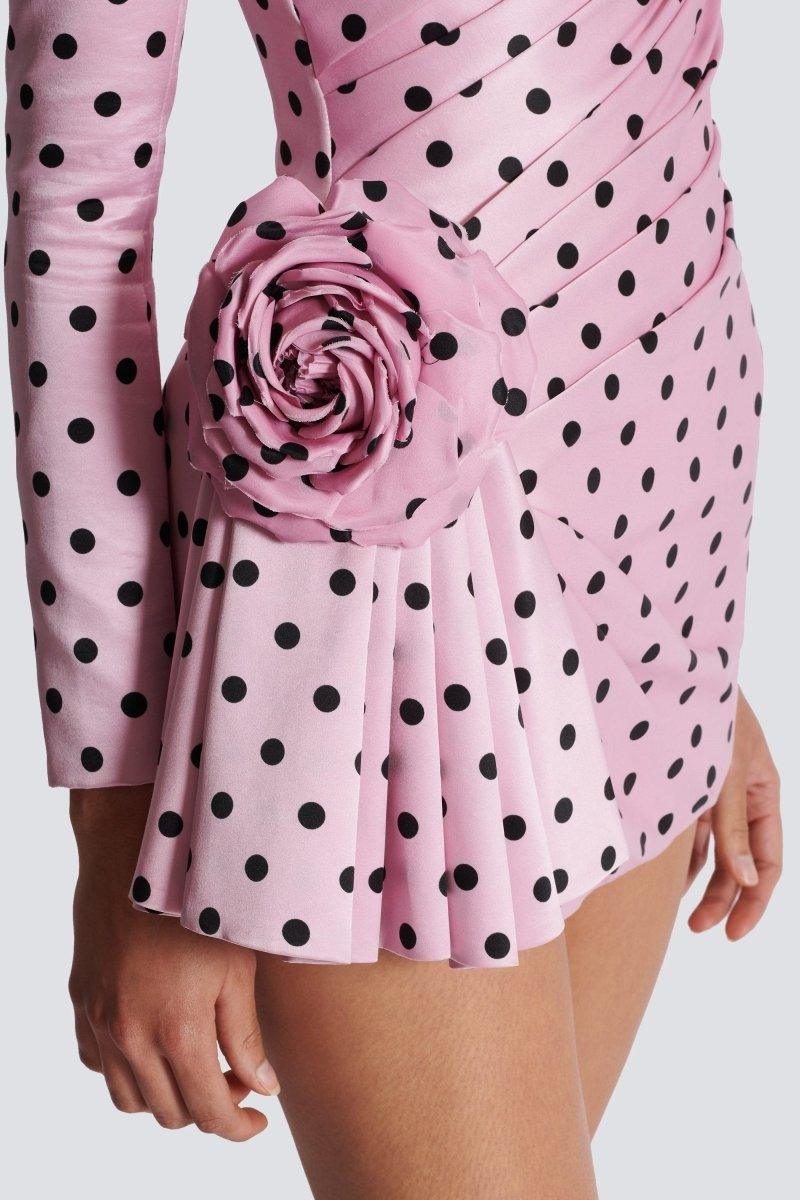 Polka Dots Sweetheart Mini Dress | Pink | Party | Satin - ZyraLux Kleding en accessoires