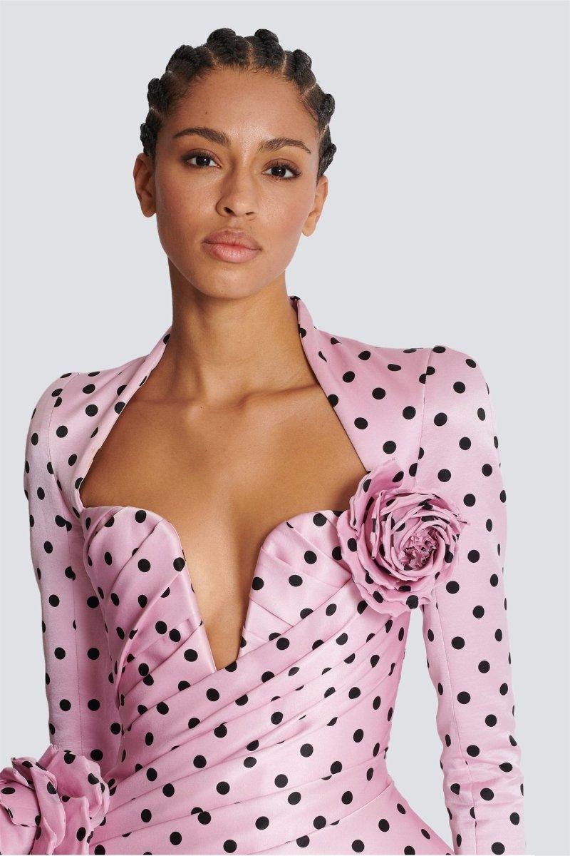 Polka Dots Sweetheart Mini Dress | Pink | Party | Satin - ZyraLux Kleding en accessoires