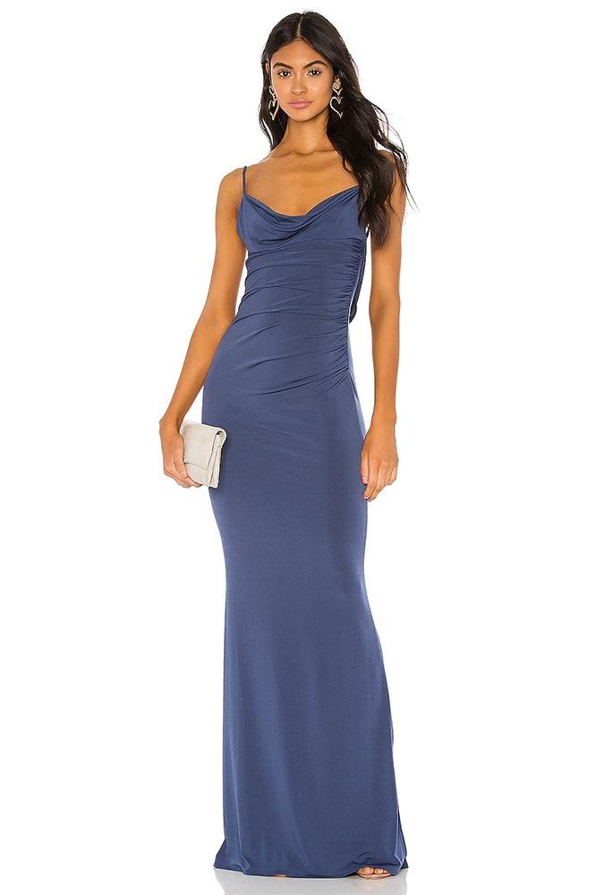 Lila Lace Cowl Neck Backless Maxi Dress | Blue | Evening | Polyester - ZyraLux Kleding en accessoires