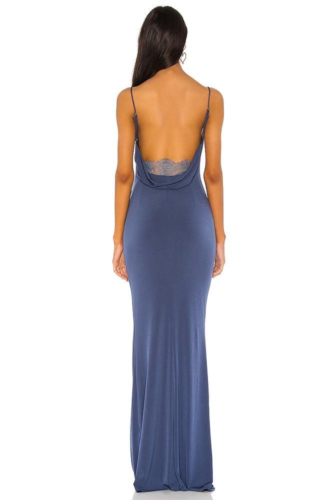 Lila Lace Cowl Neck Backless Maxi Dress | Blue | Evening | Polyester - ZyraLux Kleding en accessoires