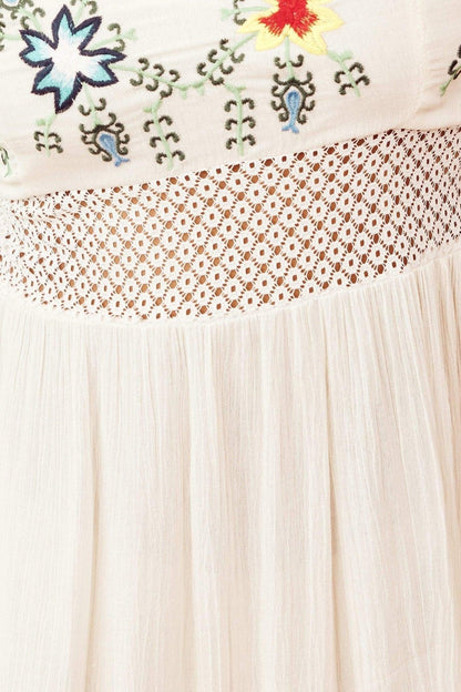 Bohemian Embroidered Maxi Dress | White | Summer Vibes | Embroidery - ZyraLux Kleding en accessoires