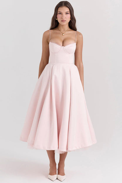 Blush Midi Dress | Pink | Cotton | Elegant and Flowing - ZyraLux Kleding en accessoires