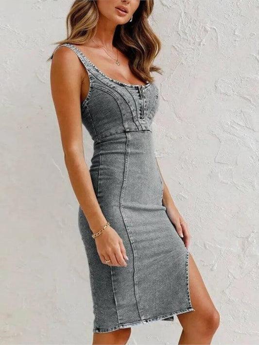 Camila | Denim Dress - ZyraLux