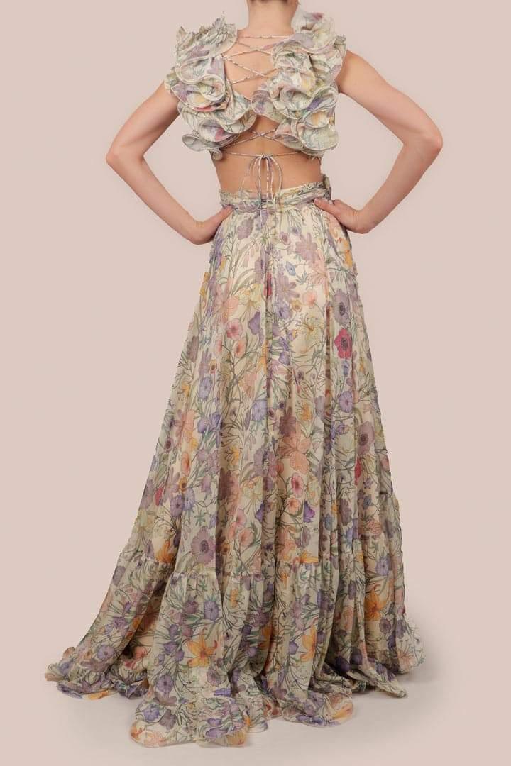 Garden Romance Maxi Dress | Color Mix | Formal Wear | Chiffon - ZyraLux Kleding en accessoires