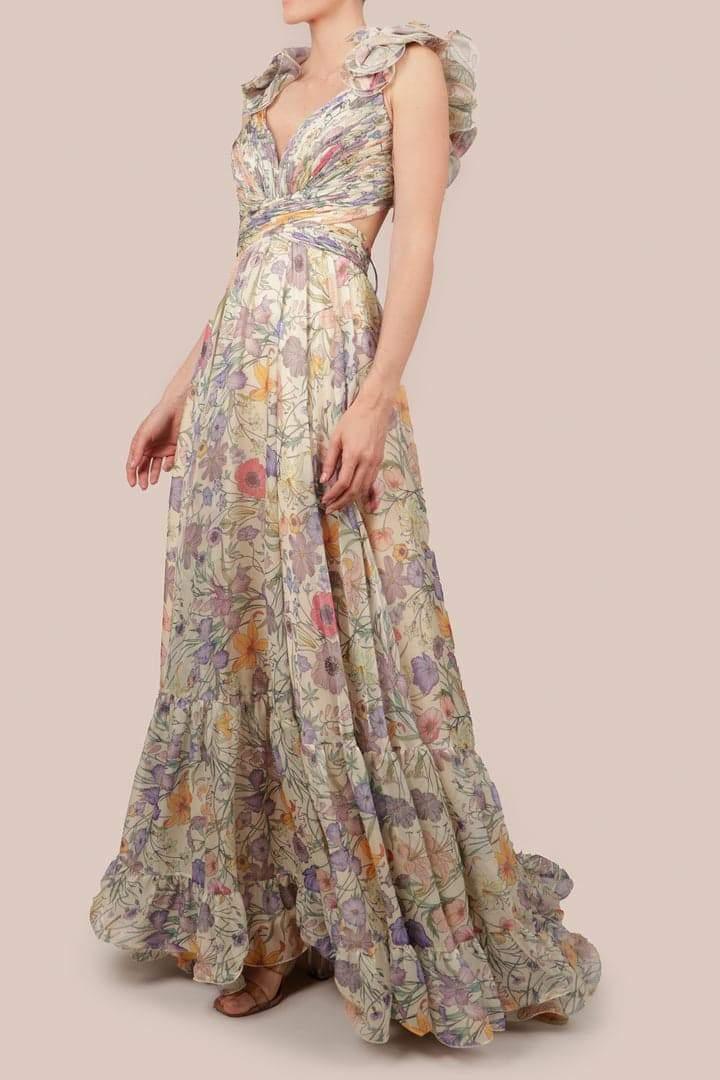 Garden Romance Maxi Dress | Color Mix | Formal Wear | Chiffon - ZyraLux Kleding en accessoires