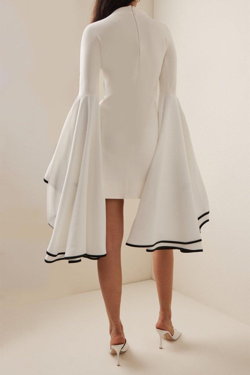 Contrast Ruffle Sleeve Mini Dress | White | Evening | Polyester - ZyraLux Kleding en accessoires