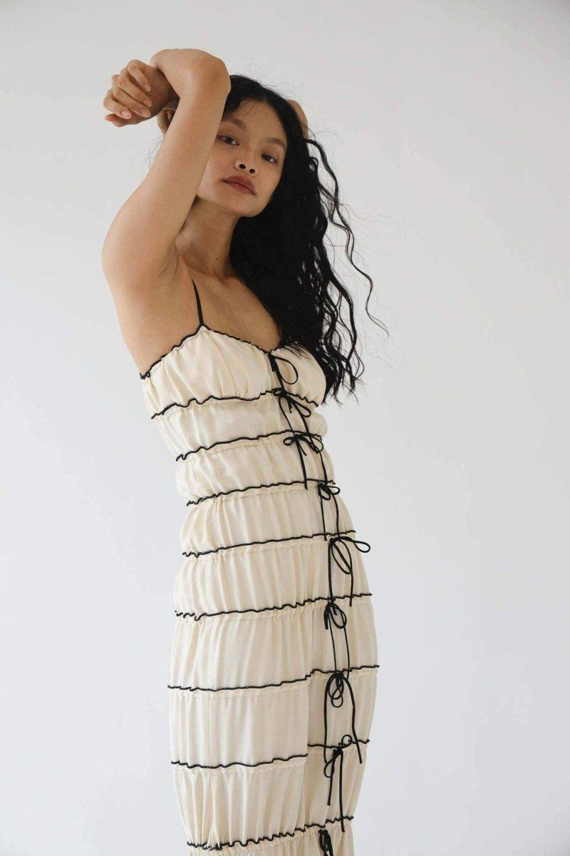 Melissa Ruffle Tunnel Maxi Dress | Beige | Cocktail | Cotton - ZyraLux Kleding en accessoires