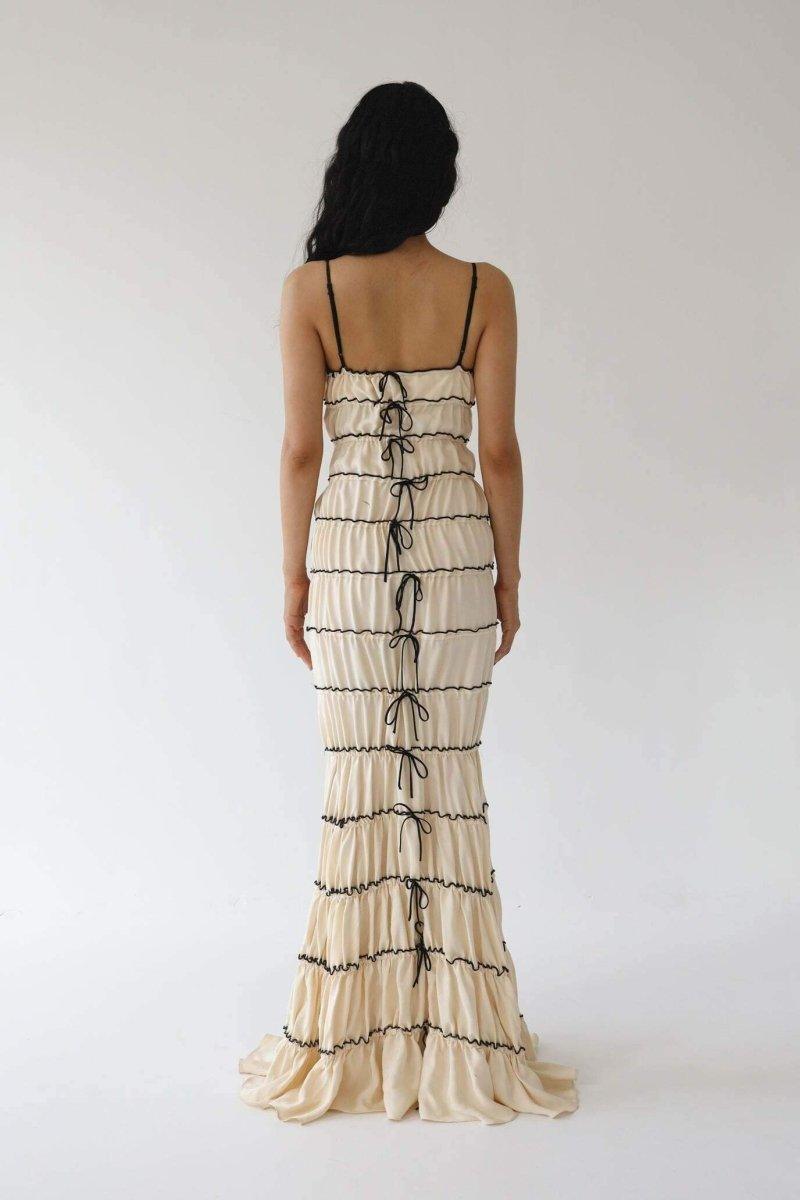 Melissa Ruffle Tunnel Maxi Dress | Beige | Cocktail | Cotton - ZyraLux Kleding en accessoires