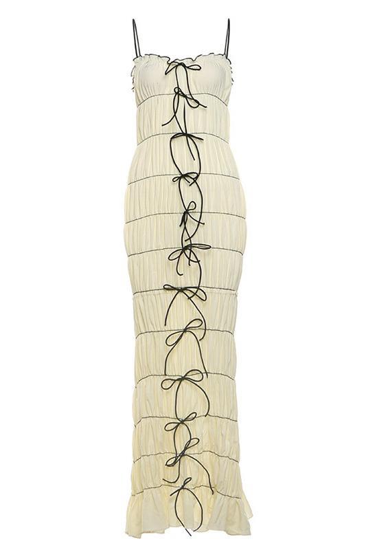 Melissa Ruffle Tunnel Maxi Dress | Beige | Cocktail | Cotton - ZyraLux Kleding en accessoires