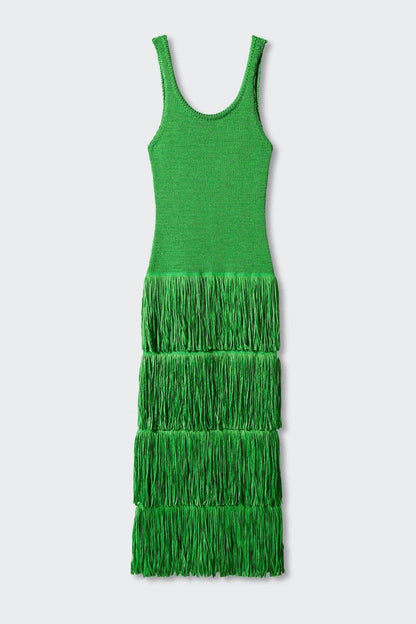 Miriam Tassel Knit Strap Maxi Dress | Green | Casual | Knit - ZyraLux Kleding en accessoires