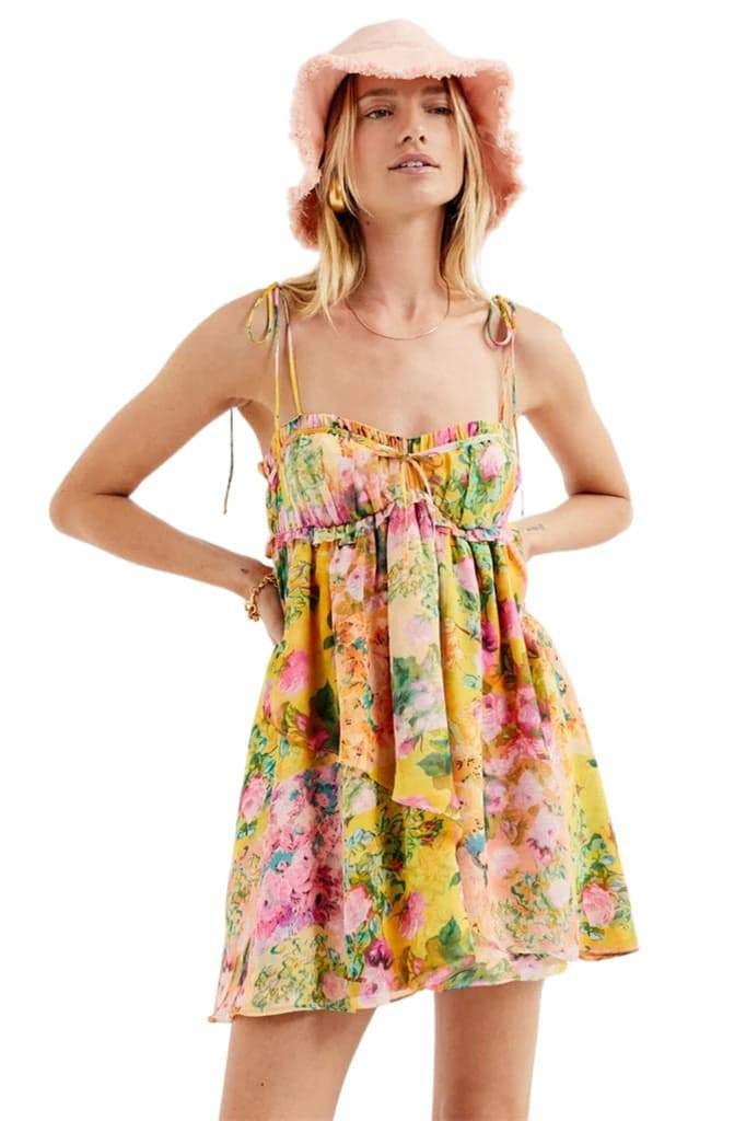 Mona Floral Printed Chiffon Mini Dress | Color Mix | Summer | Chiffon - ZyraLux Kleding en accessoires