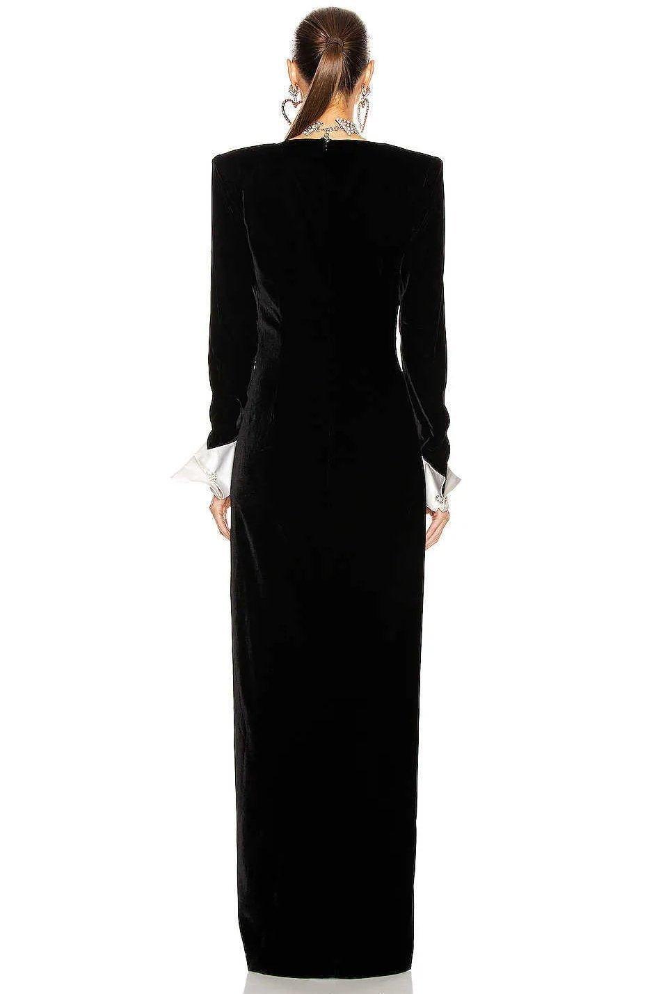 Nico V-Neck Diamante Slit Velvet Maxi Dress | Black | Gala | Velvet - ZyraLux Kleding en accessoires