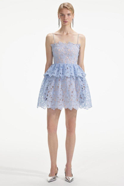 Lace Tiered Cami Mini Dress | Blue | Party | Lace - ZyraLux Kleding en accessoires